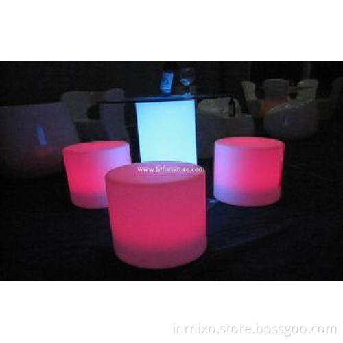 Polyethylene LED Cocktail Table with glass , Colors change
